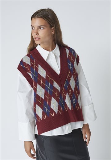 Co\' Couture - Row Check Vest - Winered